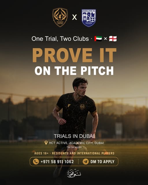Phoenix United Instagram post: One trial, two clubs: Phoenix United and Radcliffe FC.